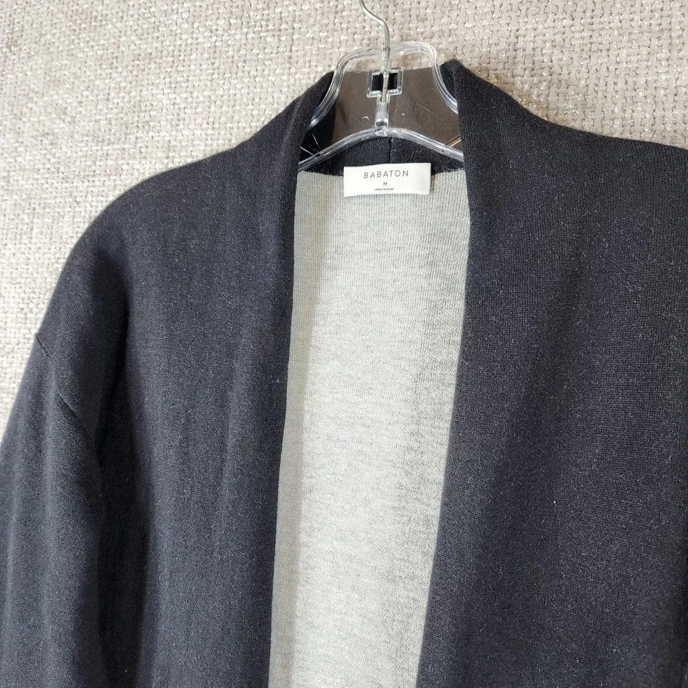 Aritzia Babaton Lance‎ Longline Wool Blend Open Front Cardigan Womens M Black
